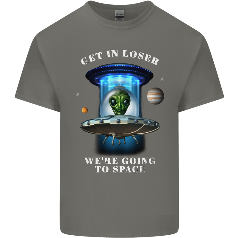Get in Loser Funny Alien UFO Kids T-Shirt Childrens Charcoal