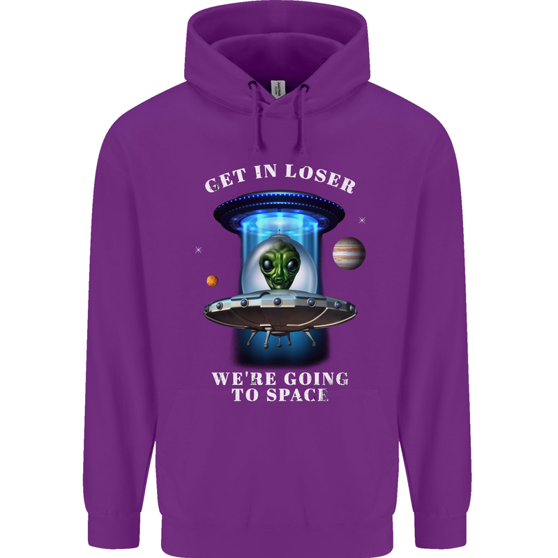 Get in Loser Funny Alien UFO Mens 80% Cotton Hoodie Purple