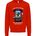 Get in Loser Funny Alien UFO Mens Sweatshirt Jumper Bright Red