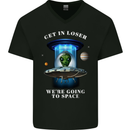 Get in Loser Funny Alien UFO Mens V-Neck Cotton T-Shirt Black
