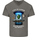 Get in Loser Funny Alien UFO Mens V-Neck Cotton T-Shirt Charcoal
