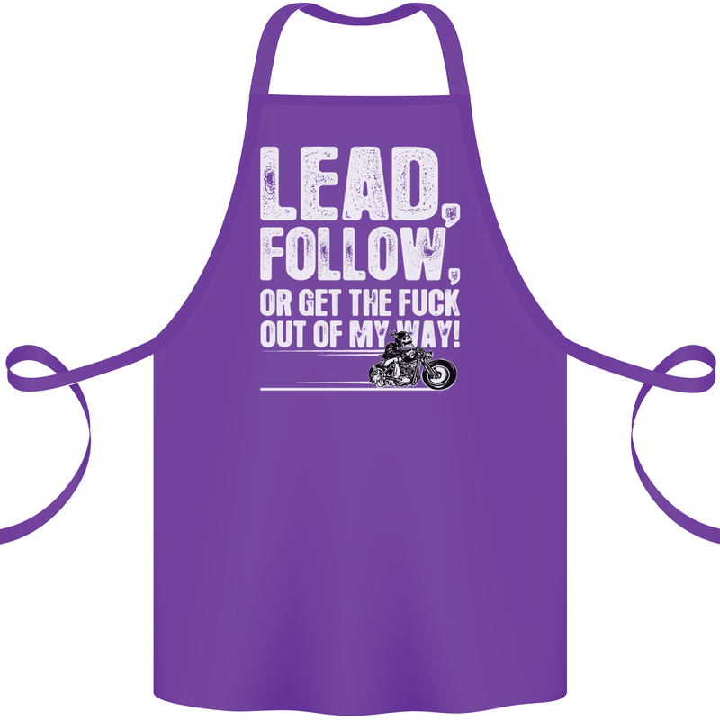 Get out of My Way Funny Biker Motorcycle Cotton Apron 100% Organic Purple