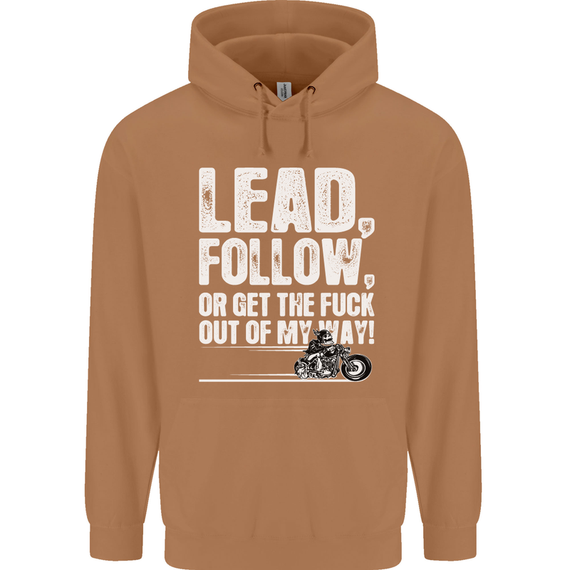 Get out of My Way Funny Biker Motorcycle Mens 80% Cotton Hoodie Caramel Latte