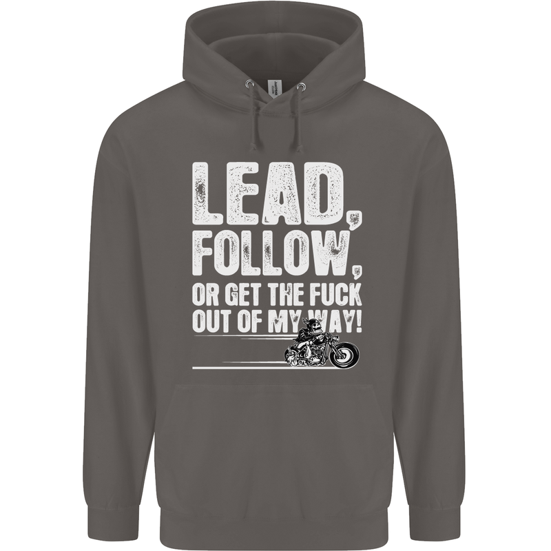 Get out of My Way Funny Biker Motorcycle Mens 80% Cotton Hoodie Charcoal