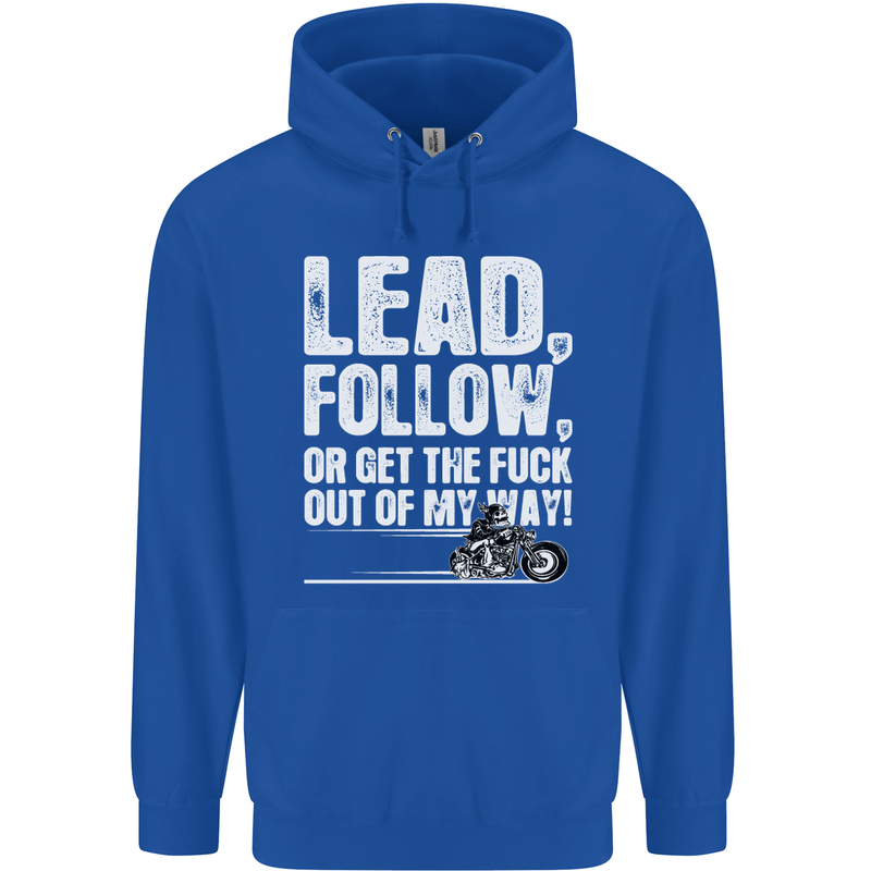 Get out of My Way Funny Biker Motorcycle Mens 80% Cotton Hoodie Royal Blue