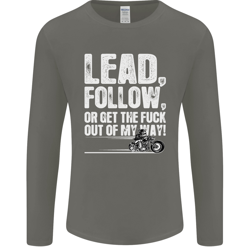 Get out of My Way Funny Biker Motorcycle Mens Long Sleeve T-Shirt Charcoal