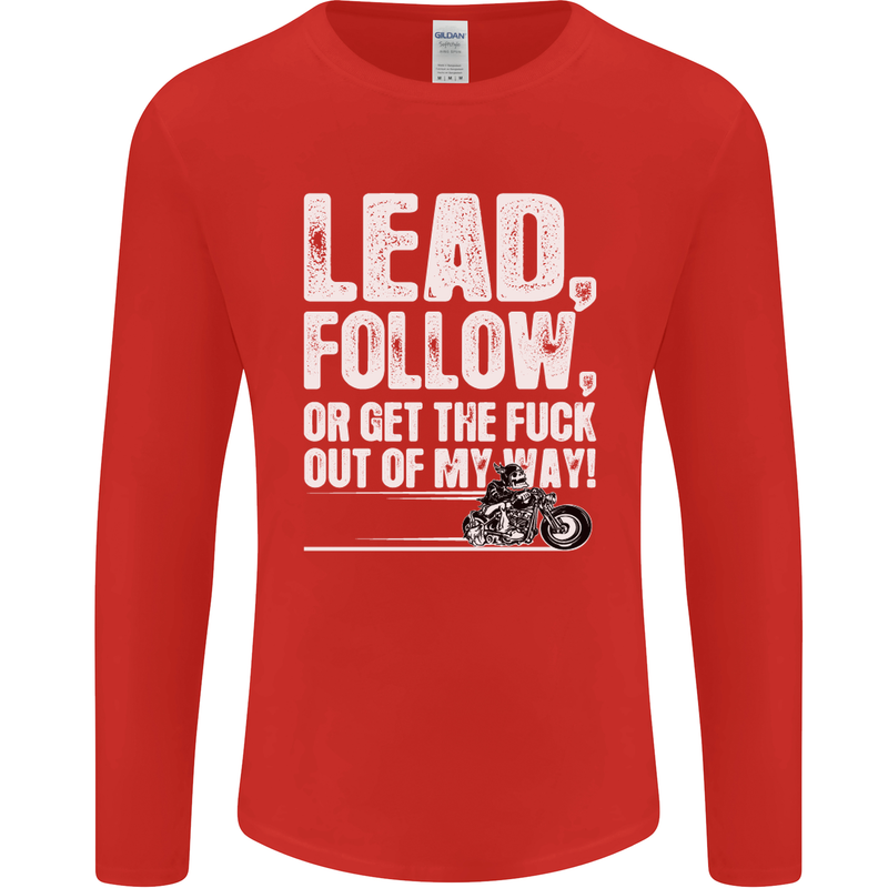 Get out of My Way Funny Biker Motorcycle Mens Long Sleeve T-Shirt Red