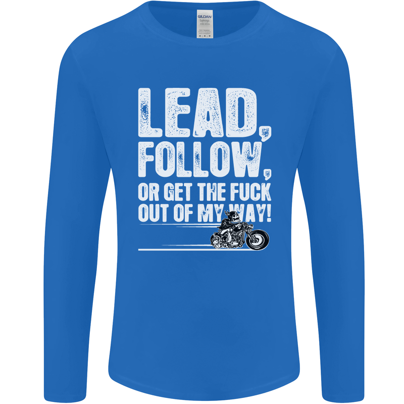 Get out of My Way Funny Biker Motorcycle Mens Long Sleeve T-Shirt Royal Blue