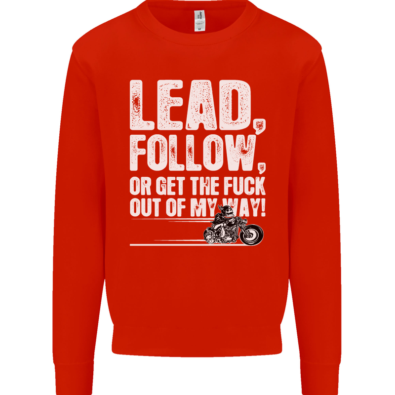 Get out of My Way Funny Biker Motorcycle Mens Sweatshirt Jumper Bright Red