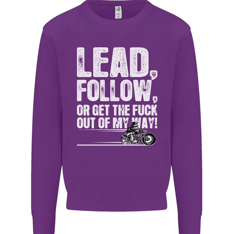 Get out of My Way Funny Biker Motorcycle Mens Sweatshirt Jumper Purple