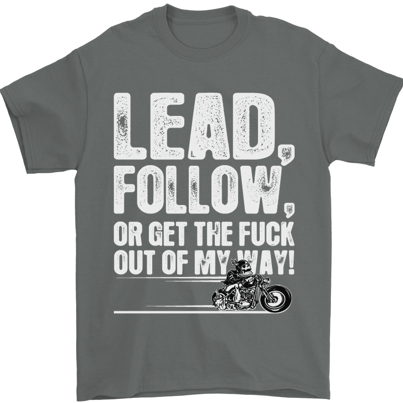 Get out of My Way Funny Biker Motorcycle Mens T-Shirt Cotton Gildan Charcoal