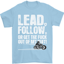 Get out of My Way Funny Biker Motorcycle Mens T-Shirt Cotton Gildan Light Blue