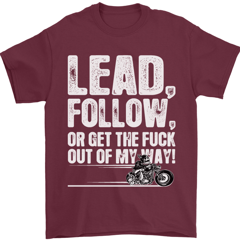 Get out of My Way Funny Biker Motorcycle Mens T-Shirt Cotton Gildan Maroon