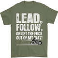 Get out of My Way Funny Biker Motorcycle Mens T-Shirt Cotton Gildan Military Green