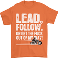 Get out of My Way Funny Biker Motorcycle Mens T-Shirt Cotton Gildan Orange