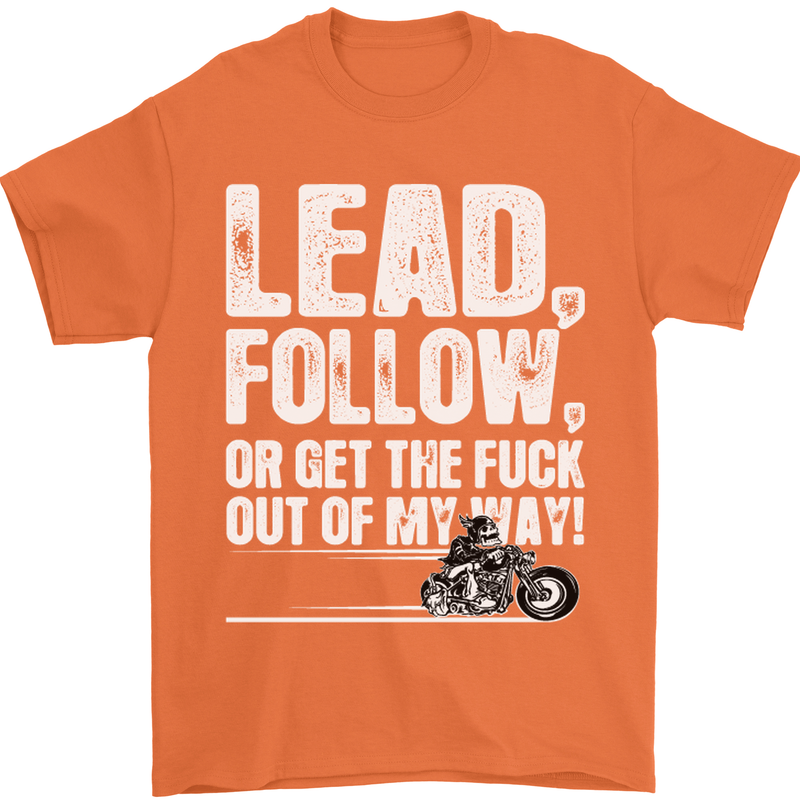 Get out of My Way Funny Biker Motorcycle Mens T-Shirt Cotton Gildan Orange