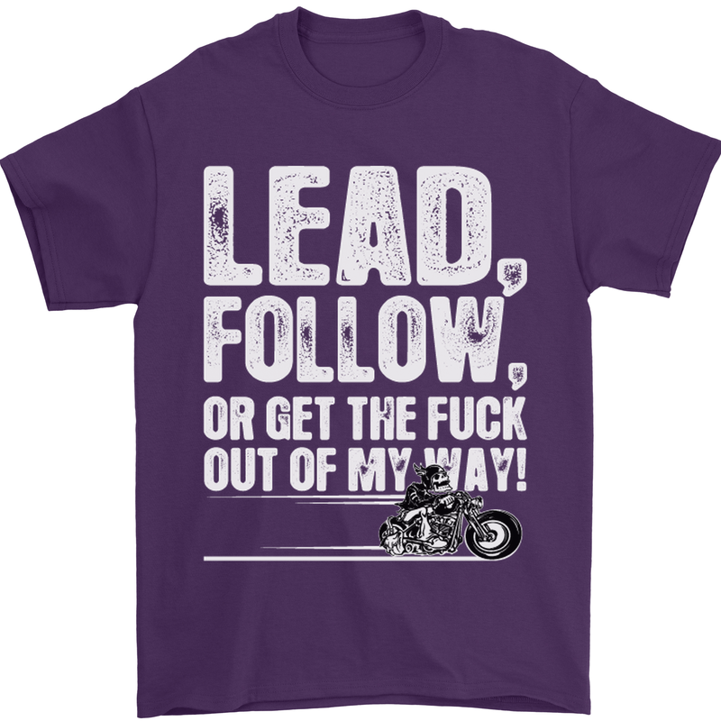Get out of My Way Funny Biker Motorcycle Mens T-Shirt Cotton Gildan Purple