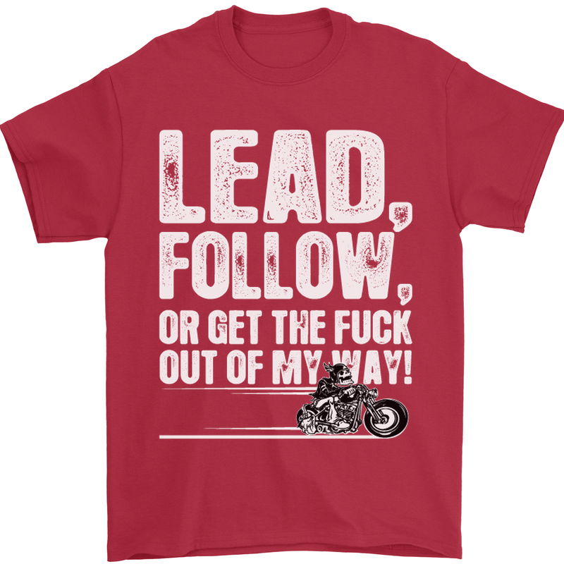 Get out of My Way Funny Biker Motorcycle Mens T-Shirt Cotton Gildan Red
