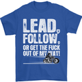 Get out of My Way Funny Biker Motorcycle Mens T-Shirt Cotton Gildan Royal Blue