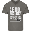 Get out of My Way Funny Biker Motorcycle Mens V-Neck Cotton T-Shirt Charcoal