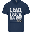 Get out of My Way Funny Biker Motorcycle Mens V-Neck Cotton T-Shirt Navy Blue