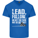 Get out of My Way Funny Biker Motorcycle Mens V-Neck Cotton T-Shirt Royal Blue