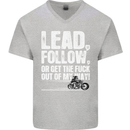 Get out of My Way Funny Biker Motorcycle Mens V-Neck Cotton T-Shirt Sports Grey