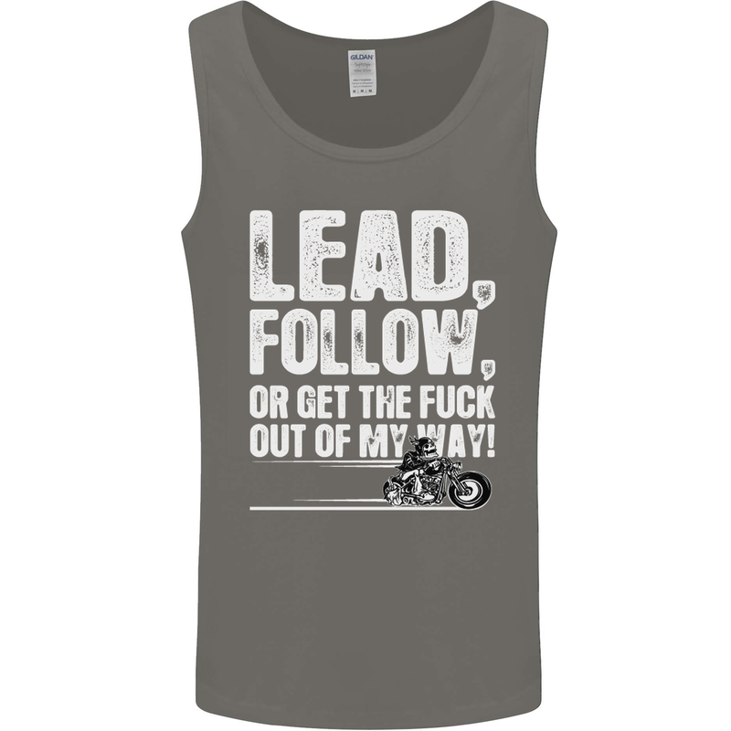 Get out of My Way Funny Biker Motorcycle Mens Vest Tank Top Charcoal