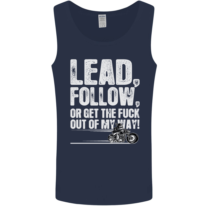 Get out of My Way Funny Biker Motorcycle Mens Vest Tank Top Navy Blue