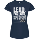 Get out of My Way Funny Biker Motorcycle Womens Petite Cut T-Shirt Navy Blue