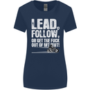 Get out of My Way Funny Biker Motorcycle Womens Wider Cut T-Shirt Navy Blue
