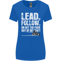 Get out of My Way Funny Biker Motorcycle Womens Wider Cut T-Shirt Royal Blue