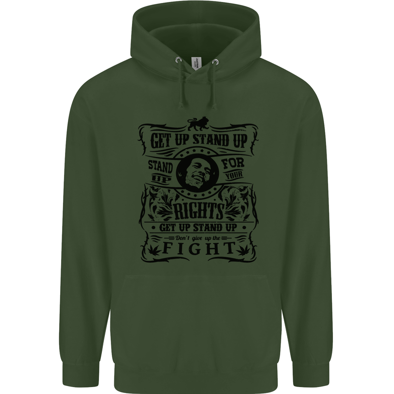 Get up Stand up Reggae Music Childrens Kids Hoodie Forest Green