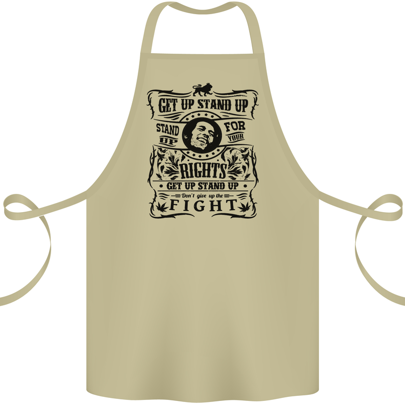 Get up Stand up Reggae Music Cotton Apron 100% Organic Khaki