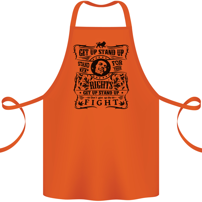 Get up Stand up Reggae Music Cotton Apron 100% Organic Orange