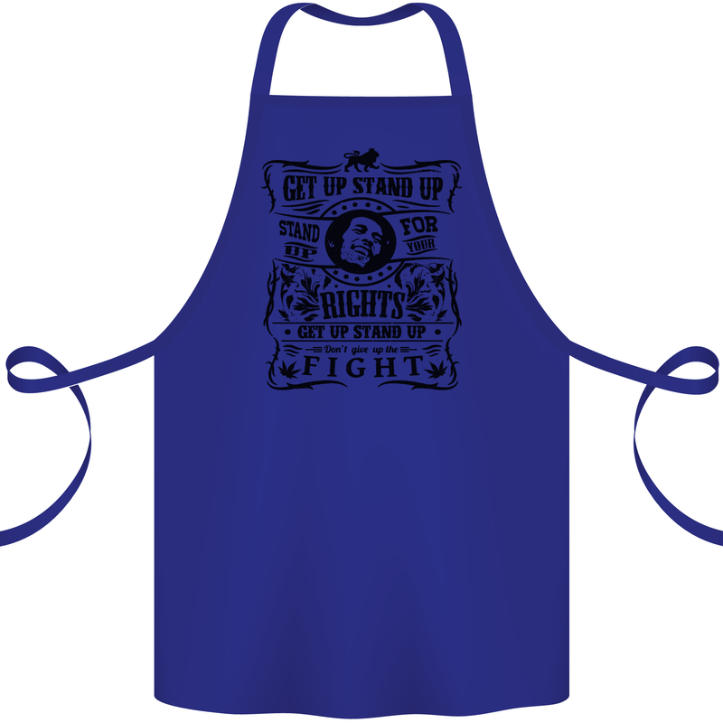 Get up Stand up Reggae Music Cotton Apron 100% Organic Royal Blue