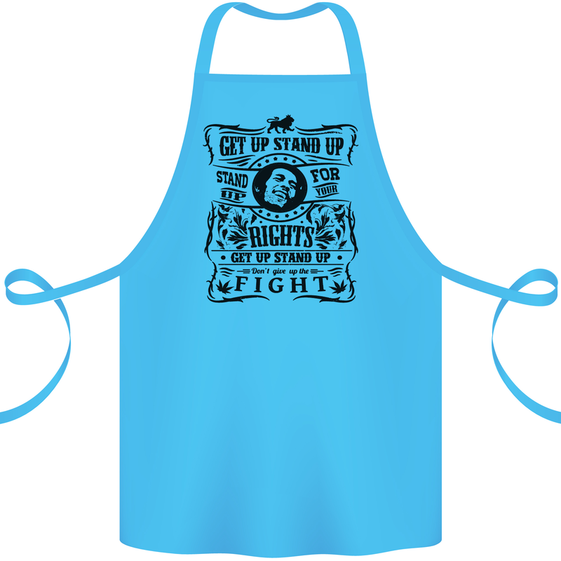 Get up Stand up Reggae Music Cotton Apron 100% Organic Turquoise