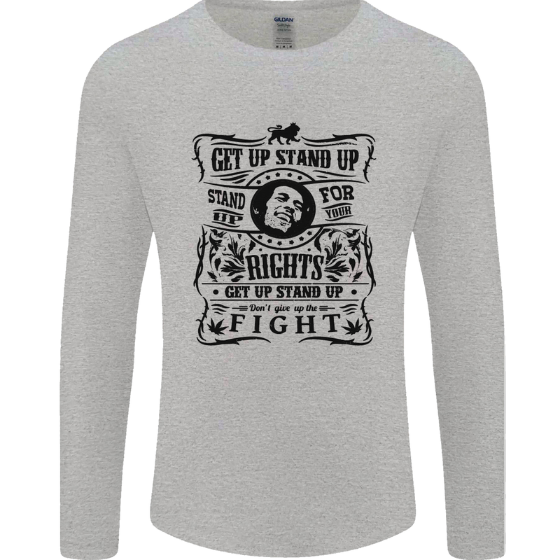 Get up Stand up Reggae Music Mens Long Sleeve T-Shirt Sports Grey