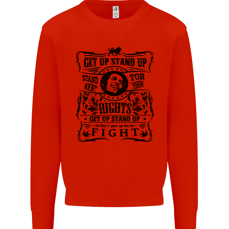 Get up Stand up Reggae Music Mens Sweatshirt Jumper Bright Red