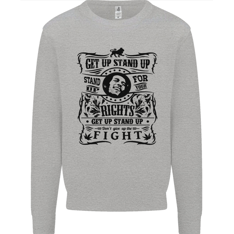 Get up Stand up Reggae Music Mens Sweatshirt Jumper Sports Grey