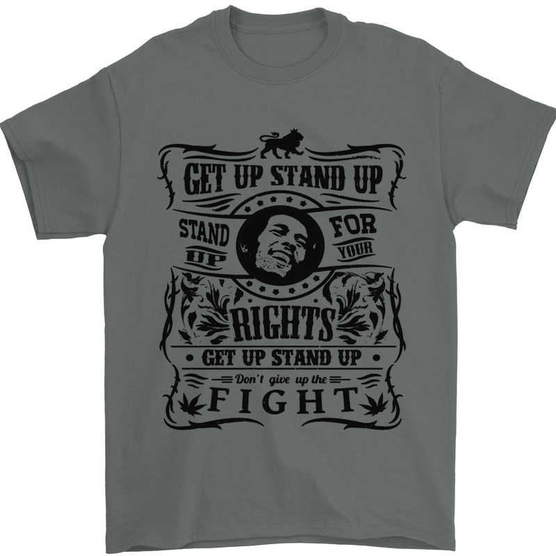 Get up Stand up Reggae Music Mens T-Shirt Cotton Gildan Charcoal