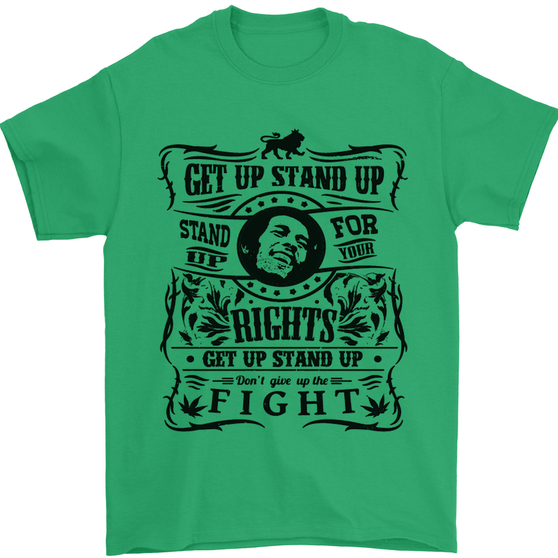 Get up Stand up Reggae Music Mens T-Shirt Cotton Gildan Irish Green