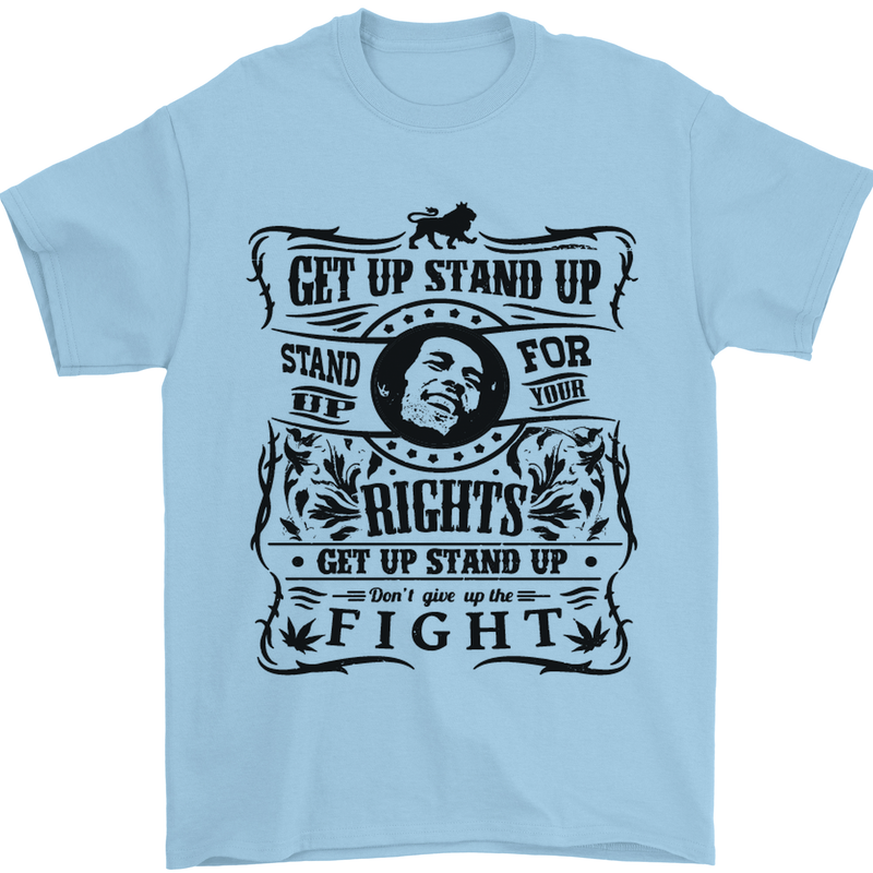 Get up Stand up Reggae Music Mens T-Shirt Cotton Gildan Light Blue