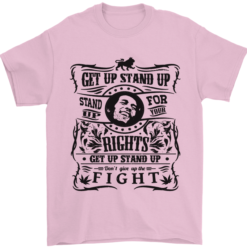 Get up Stand up Reggae Music Mens T-Shirt Cotton Gildan Light Pink