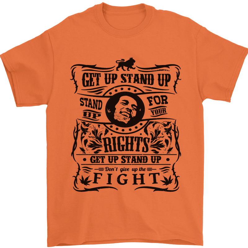 Get up Stand up Reggae Music Mens T-Shirt Cotton Gildan Orange