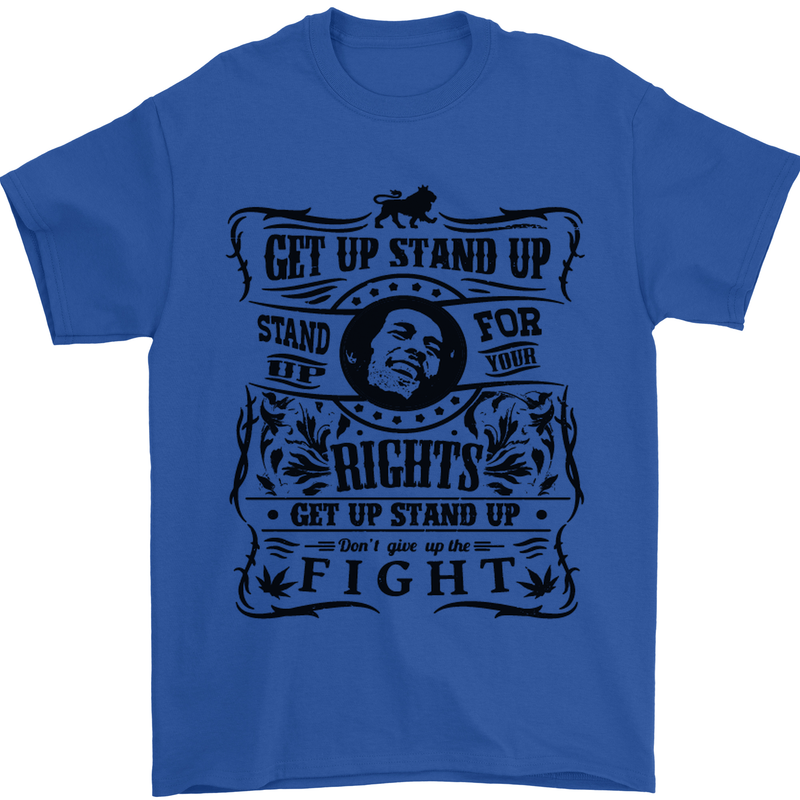 Get up Stand up Reggae Music Mens T-Shirt Cotton Gildan Royal Blue