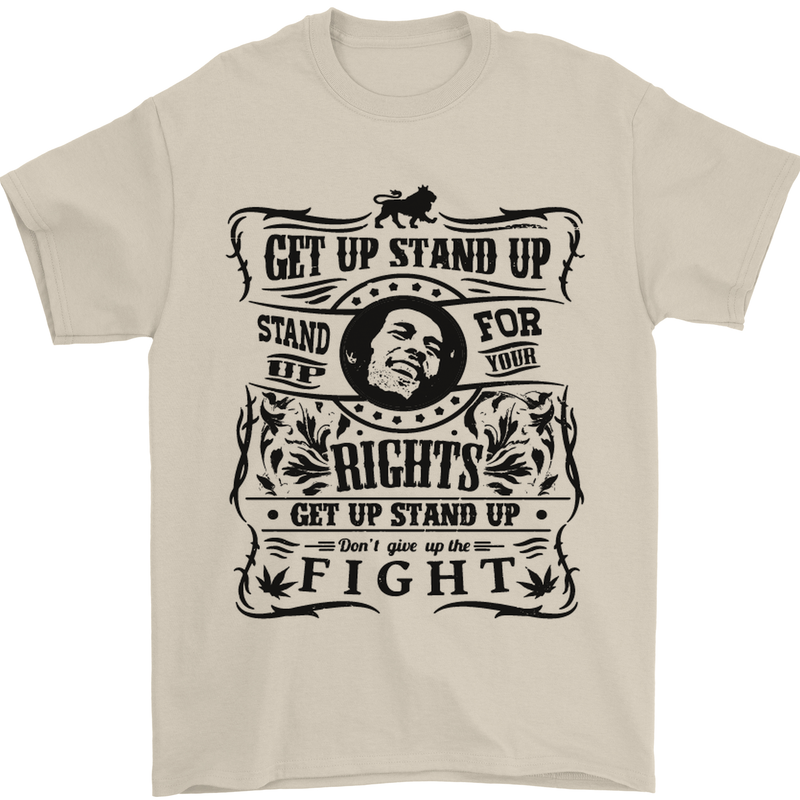 Get up Stand up Reggae Music Mens T-Shirt Cotton Gildan Sand