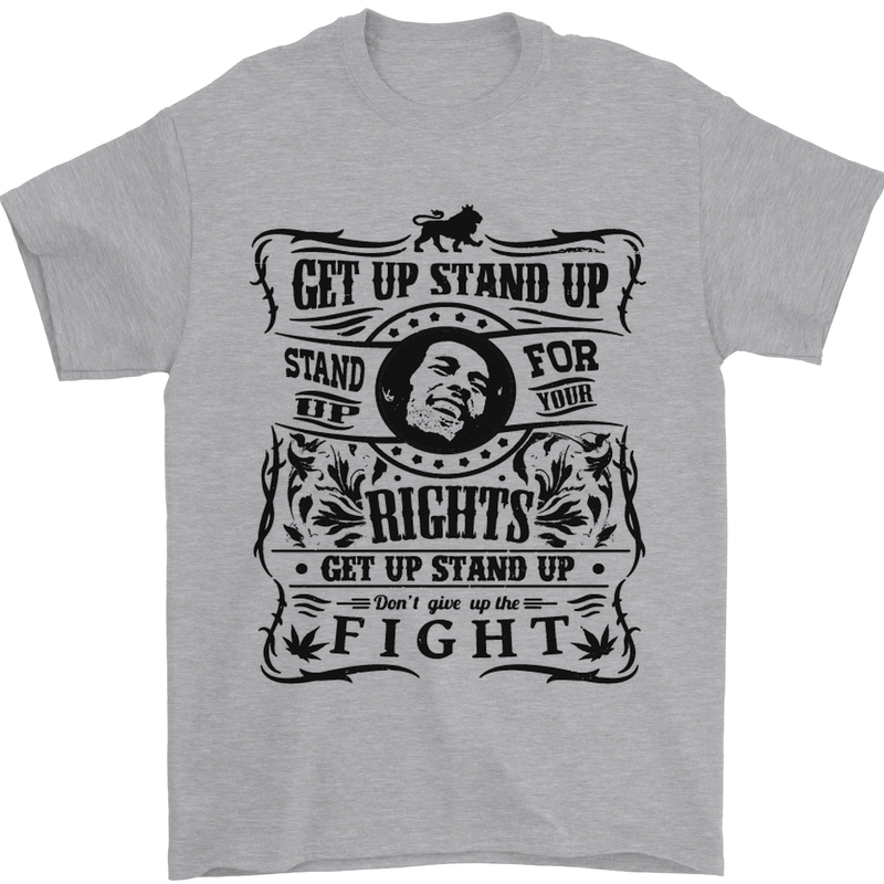 Get up Stand up Reggae Music Mens T-Shirt Cotton Gildan Sports Grey