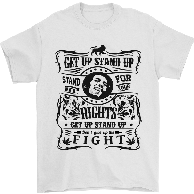 Get up Stand up Reggae Music Mens T-Shirt Cotton Gildan White