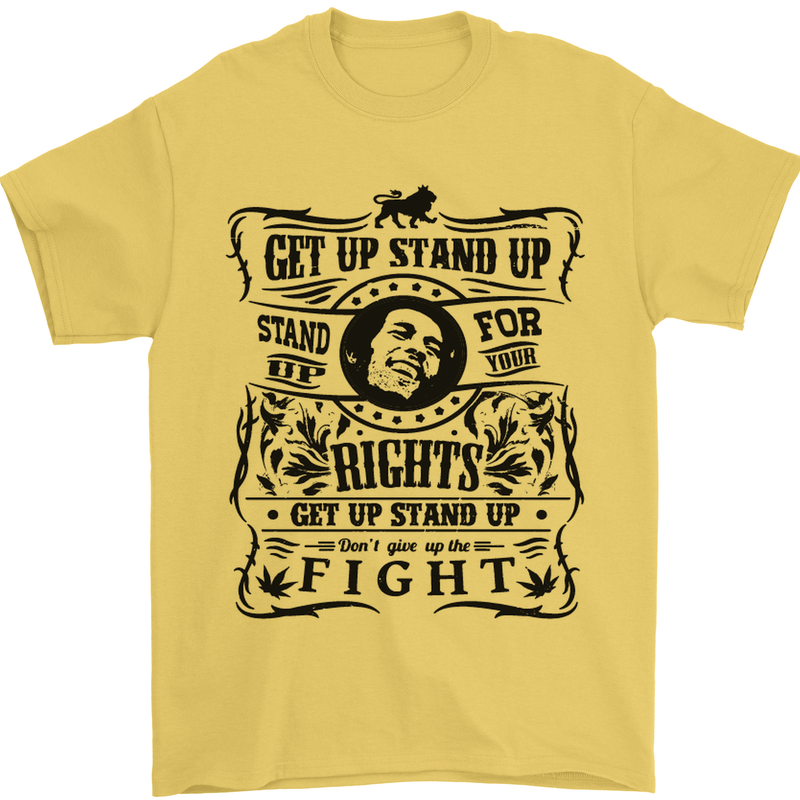 Get up Stand up Reggae Music Mens T-Shirt Cotton Gildan Yellow